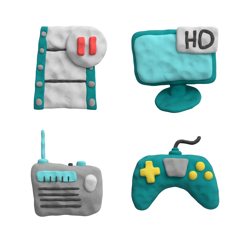 Clay 3D Multimedia Icons