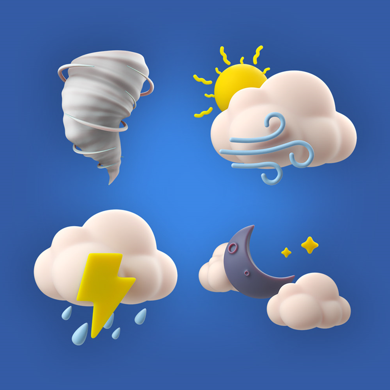 3D Weather icons illustration pack thumbnail