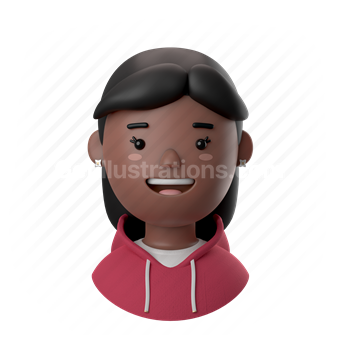 female, woman, people, person, african, medium hair, earrings, hoodie