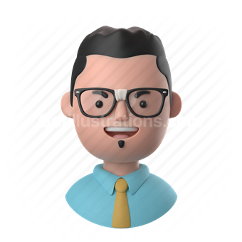 man, male, people, person, broken glasses, glasses, shirt, tie, office, worker