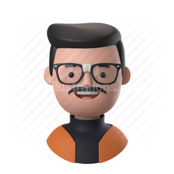 man, male, people, person, broken glasses, turtleneck, moustache, mustache, sweater