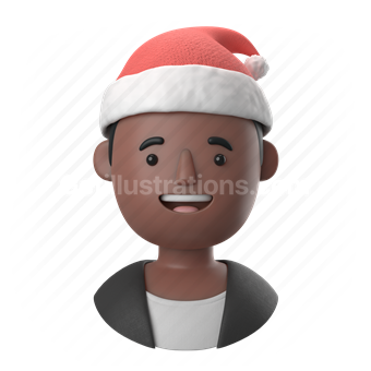 man, male, people, person, dark, african, santa, christmas