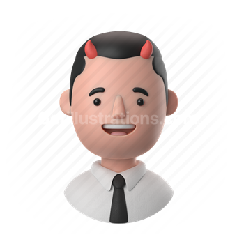 man, male, people, person, devil, evil, shirt, tie, office, worker