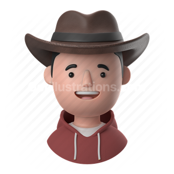 man, male, people, person, hat, cowboy, hoodie