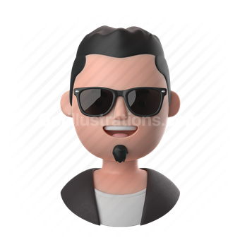 man, male, people, person, sunglasses, soul patch, glasses, jacket