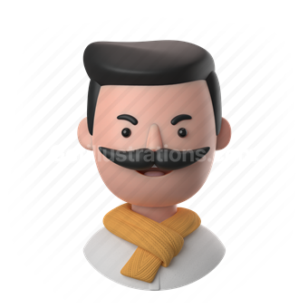 man, male, people, person, thick mustache, mustache, moustache, scarf